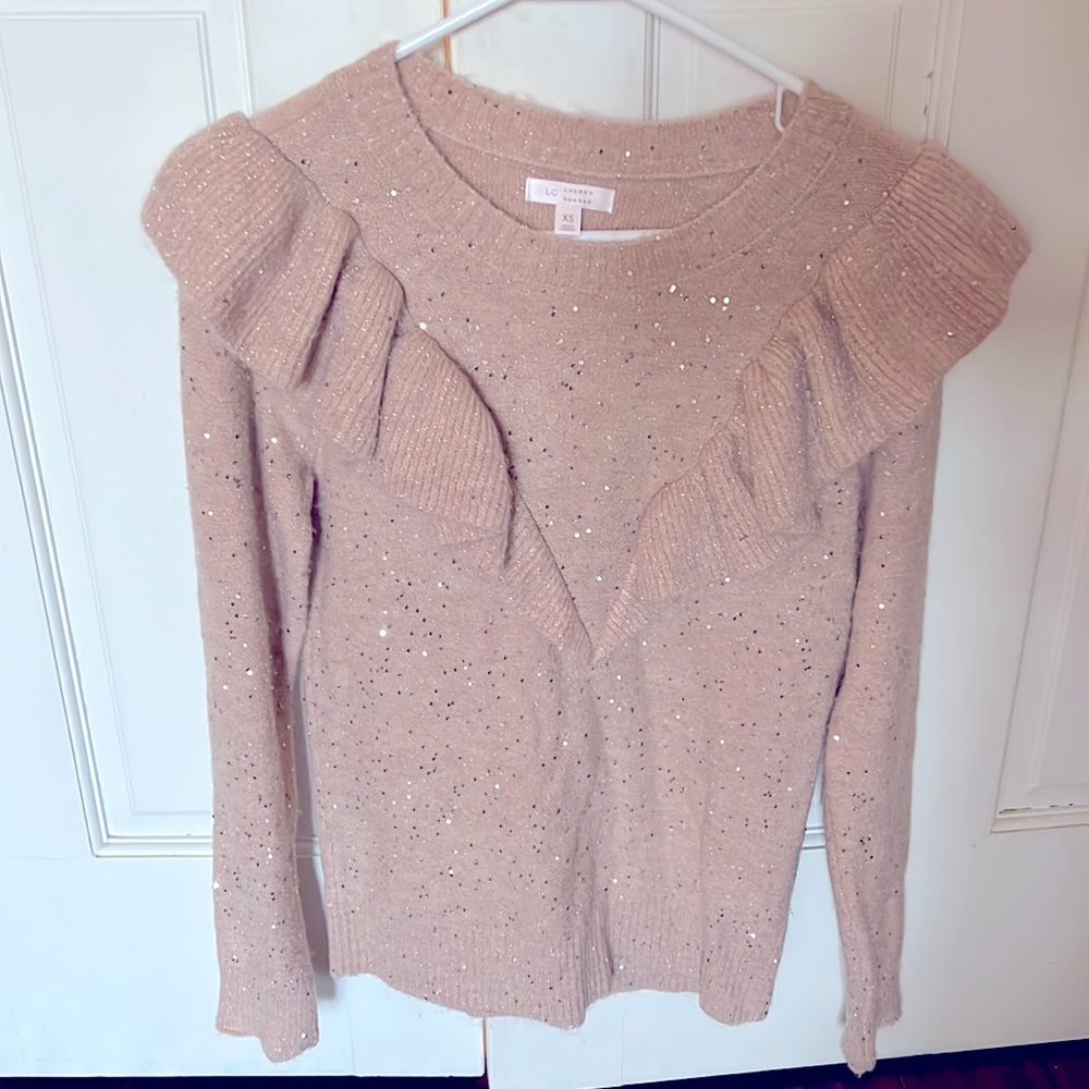 Lauren Conrad sparkle sweater with ruffle